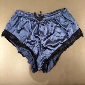 Elegant Blue Satin Women's Sleep Shorts
